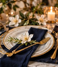Elegant candlelit place setting